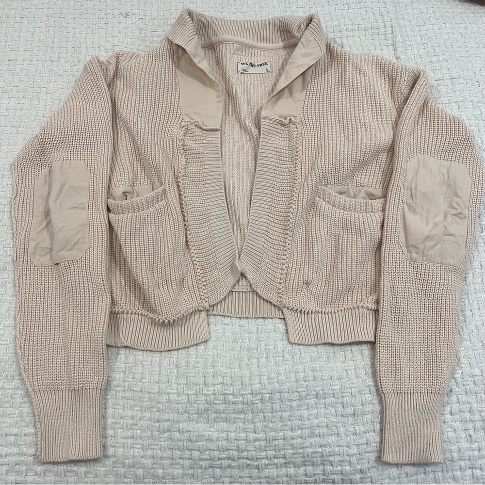We The Free Worn Thru Surplus Cardigan Sweater Champagne Dream S